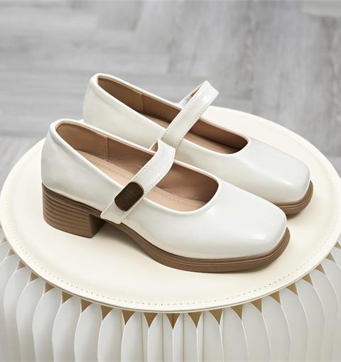 Giày Cao Gót MWC G285 - Búp Bê Nữ Cao 4P, Mũi Vuông Phối Quai Ngang Mảnh Dán Cài Có Khoá Kim Loại Nữ Tính, Sang Chảnh.