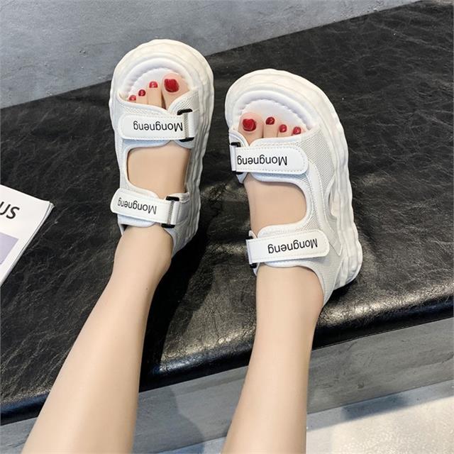 Giày Sandal Nữ MWC - 2943 Sandal Đế Bánh Mì Cao 4cm Siêu Hack Dáng Phối Lưới Với 2 Quai Ngang Lót Dán Thời Trang 