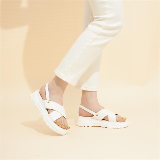 Giày sandal nữ MWC NUSD- 2930 Sandal 2 Quai Chéo Phối Khóa Lót Dán Cách Điệu Thời Trang