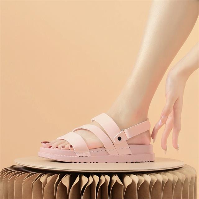 Giày sandal nữ MWC NASD- 2954 Sandal Cao 3cm Siêu Hack Dáng Phối Khóa Lót Dán Với 2 Quai Ngang Chéo Cách Điệu Thời Trang