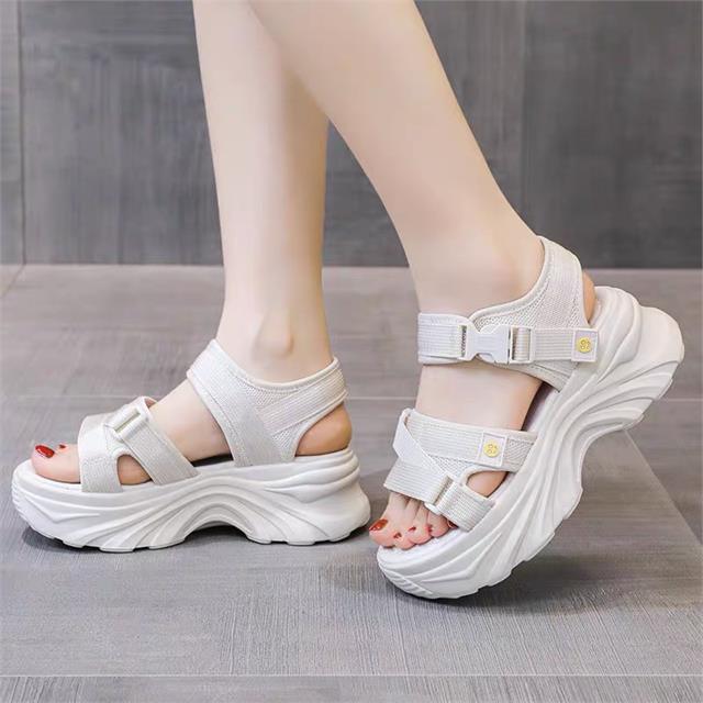 Giày sandal nữ MWC NUSD- 2406 Sandal Đế Bánh MÌ Phối Lưới Siêu Cute Với Quai Ngang Lót Dán Thời Trang
