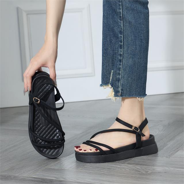Giày sandal nữ MWC NUSD- 2979 Sandal Quai Tròn Ngang Chéo Cách Điệu Đế Bánh Mì Cao 5cm Cực Thời Trang